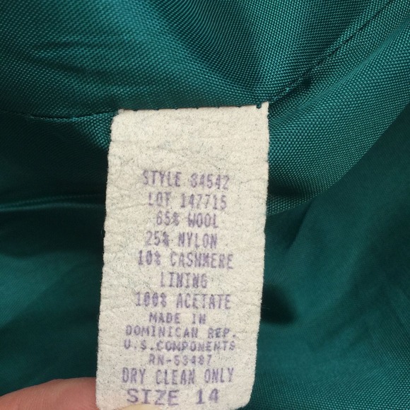 Summit Hill Sz 14 Blazer Jacket Career Green Wool Cashmere Blend 1 Button Lined - Picture 7 of 7